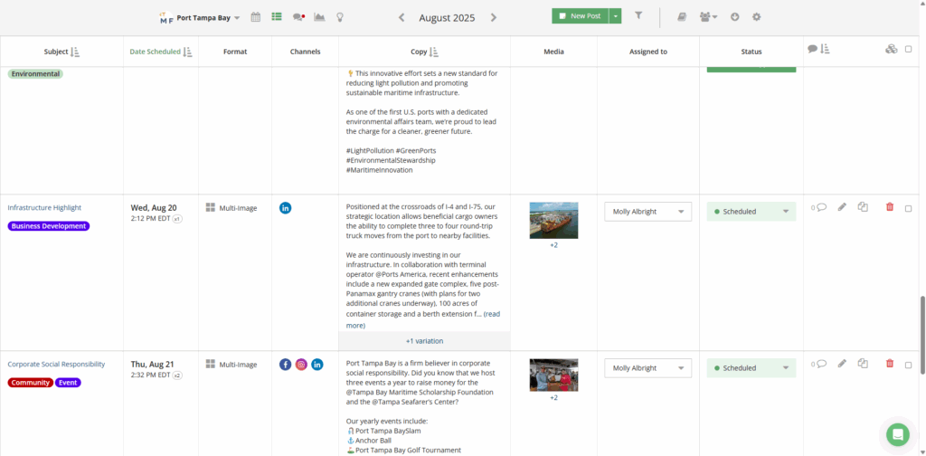 PTB Loomly Social Media Plan